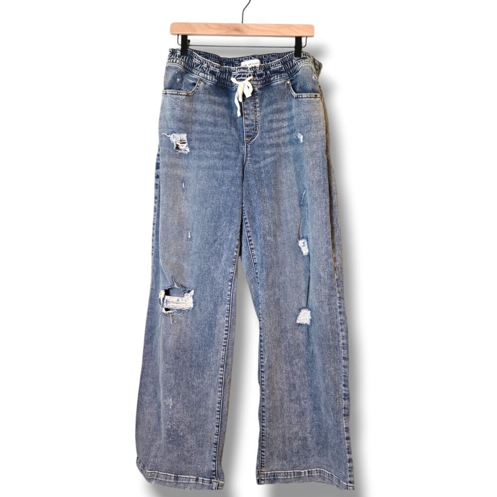 Lane Bryant Distressed Wide Leg Blue Jeans